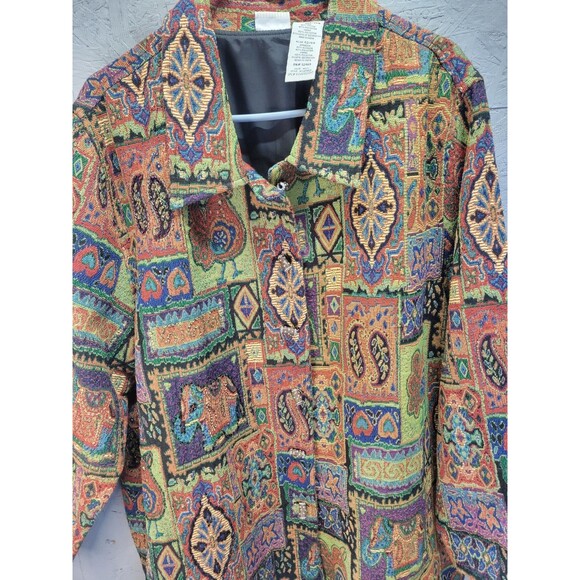 White Stag Jacket Art Deco‎ Style Tapestry Blazer Oversized Coat Sz 24 - Picture 2 of 16